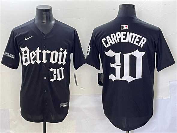 Men%27s Detroit Tigers #30 Kerry Carpenter Black Motor Gothic Edition Vapor Premier Limited Stitched Jersey
